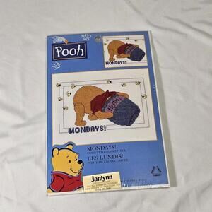 Monday's Winnie The Pooh cross stitch. With Honey Pot. Retro Vtg